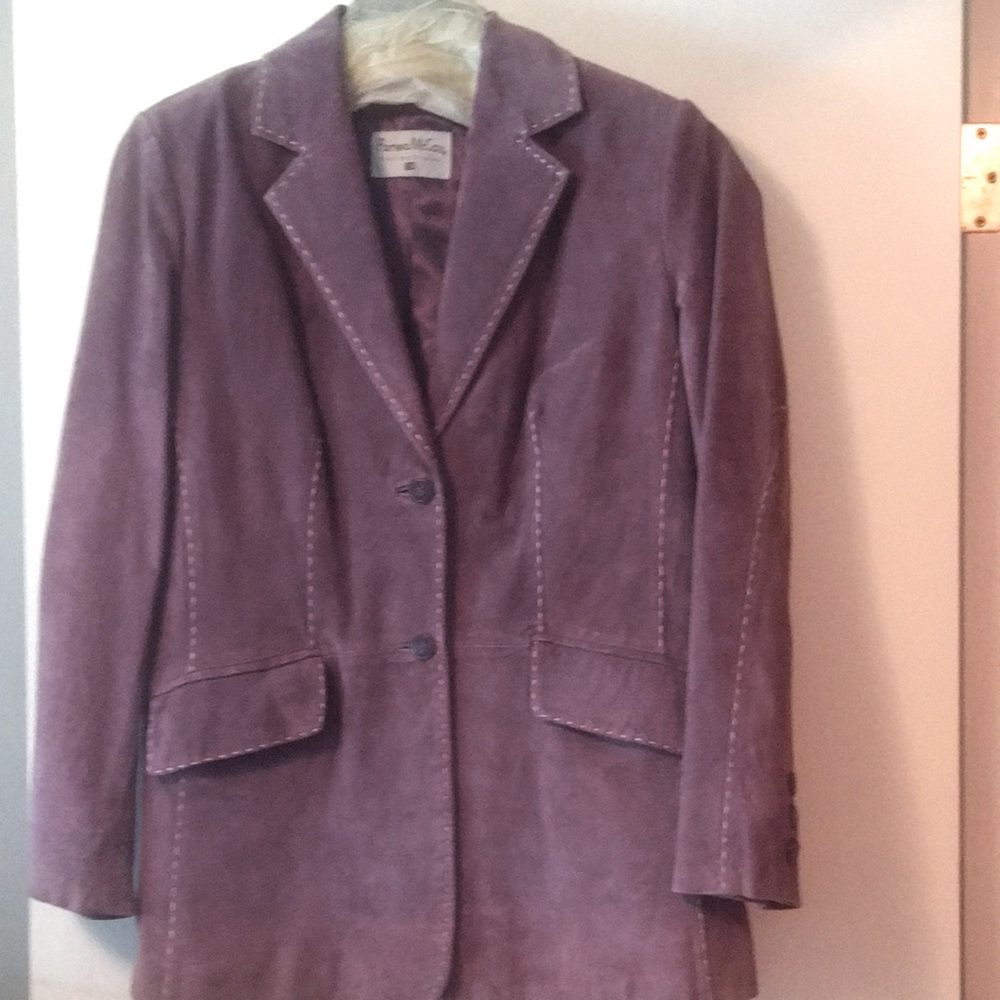 Vintage purple blazer with white stitching